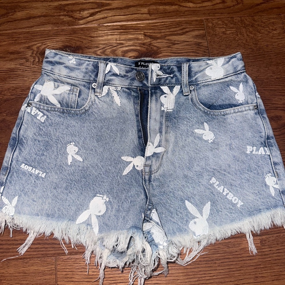 PLAYBOY Blue Jean Shorts with Butterfly Design
